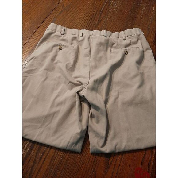 Mens 38x29 Saddlebred Khaki Tan Flat Front High Waist Dress Pants with Pockets - Picture 3 of 3
